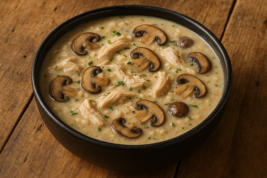 Foodie Friday: Creamy Rotisserie Chicken, Mushroom, and Rice Soup